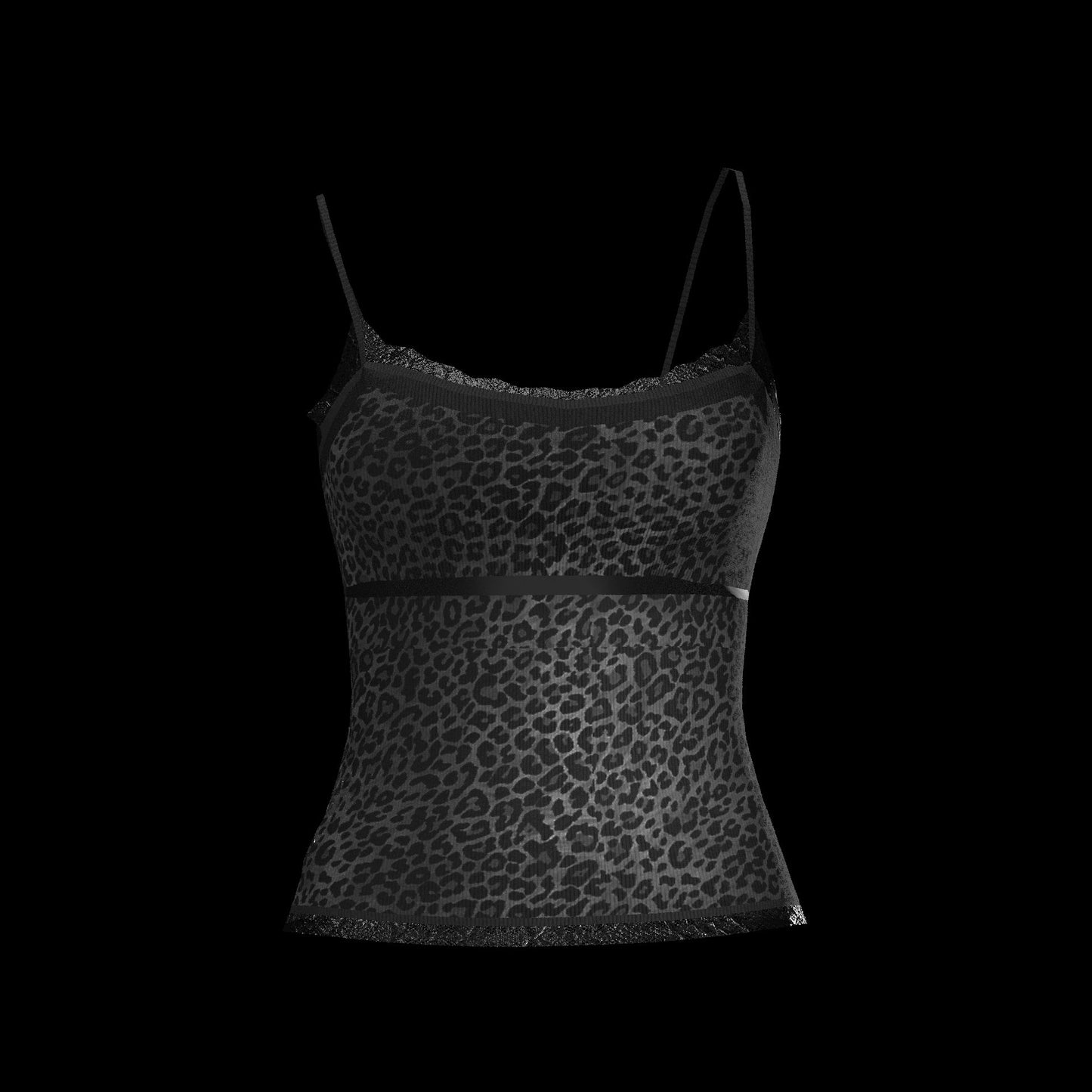 "METROPUNK" LEOPARD PRINT CAMI WITH LACE TRIM