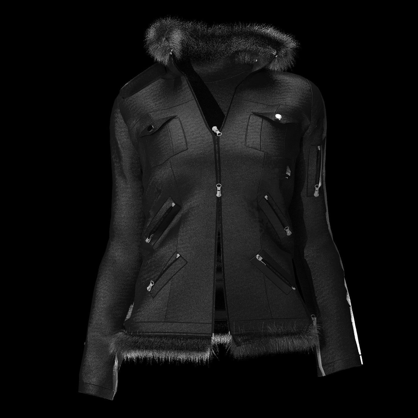 "METROPUNK" WAXED DUCK CANVAS FUR JACKET.