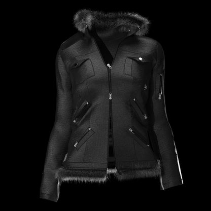 "METROPUNK" WAXED DUCK CANVAS FUR JACKET.