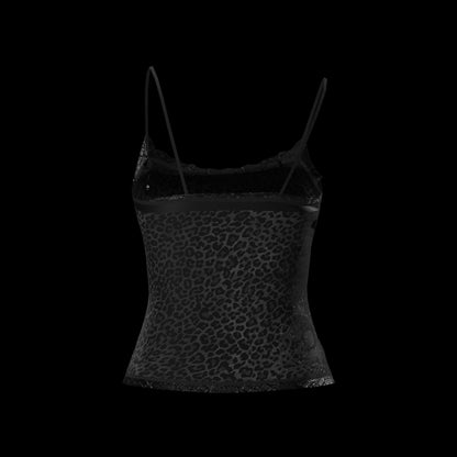 "METROPUNK" LEOPARD PRINT CAMI WITH LACE TRIM